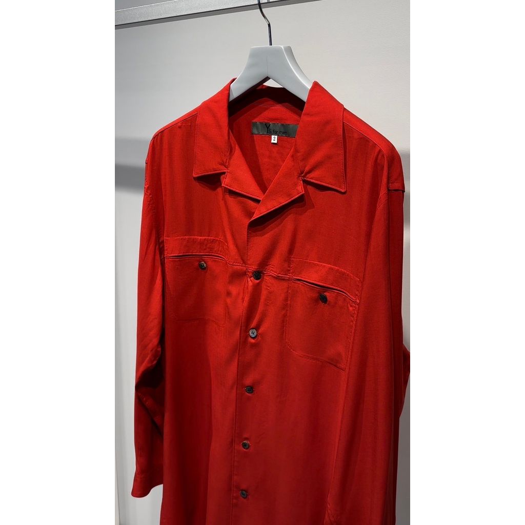 Y's for men RAYON LAWN SHIRT WITH OPEN COLLAR