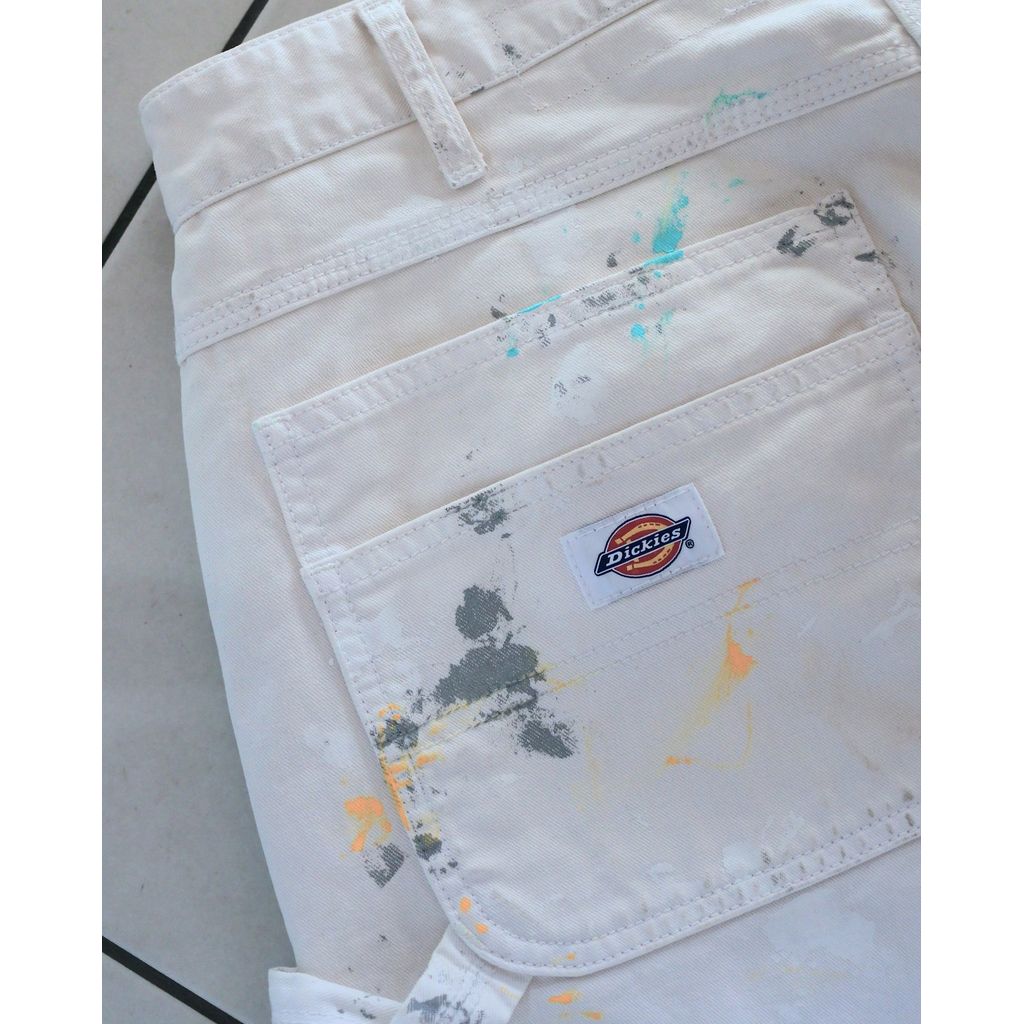 ANACHRONORM  ANDK003 DART PAINT DOUBLE KNEE PAINTER PANTS WHITE