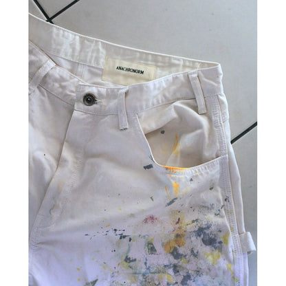 ANACHRONORM  ANDK003 DART PAINT DOUBLE KNEE PAINTER PANTS WHITE
