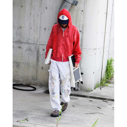 ANACHRONORM  ANDK003 DART PAINT DOUBLE KNEE PAINTER PANTS WHITE