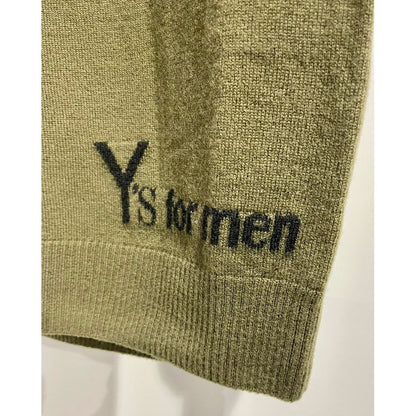 Y's for men ROUND NECK INTARSIA KNIT WITH "Y's for men" LOGO （KAHKI）