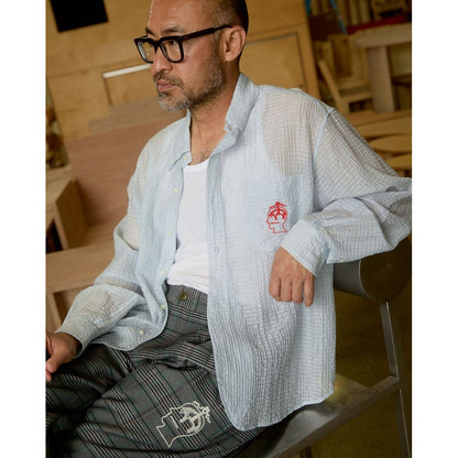 BRAIN DEAD BB Half Placket Oxford Button Up Shirt