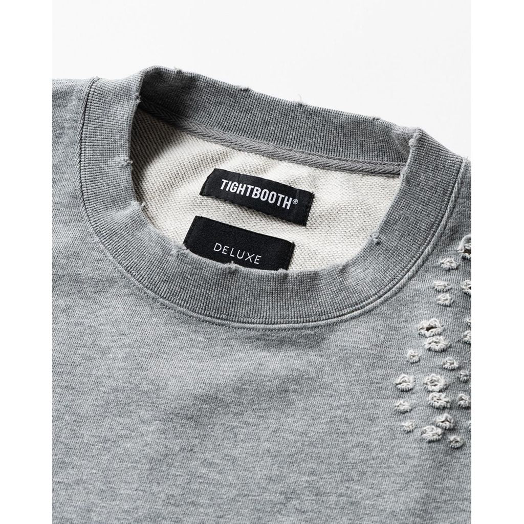 TIGHTBOOTH DAMAGE CREW SWEAT - TIGHTBOOTH x DELUXE
