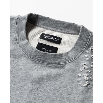 TIGHTBOOTH DAMAGE CREW SWEAT - TIGHTBOOTH x DELUXE