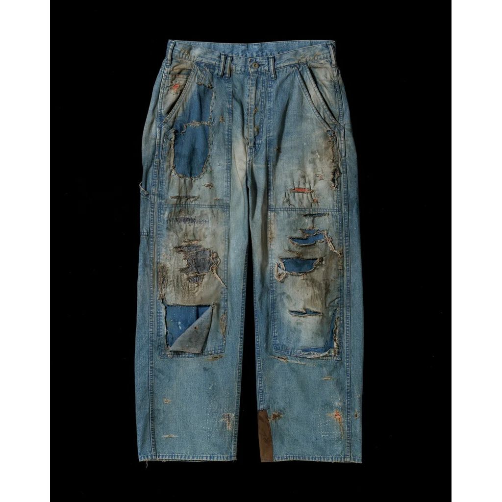 ANACHRONORM REMAKED DOUBLEKNEE DENIM PAINTER PANTS INDIGO (REMAKE)