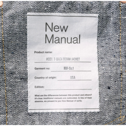 New Manual #001 T-BACK DENIM JACKET ONE-WASHED