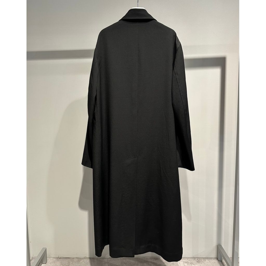 Y's for men WOOL GABARDINE COAT WITH STAND FRONT COLLAR