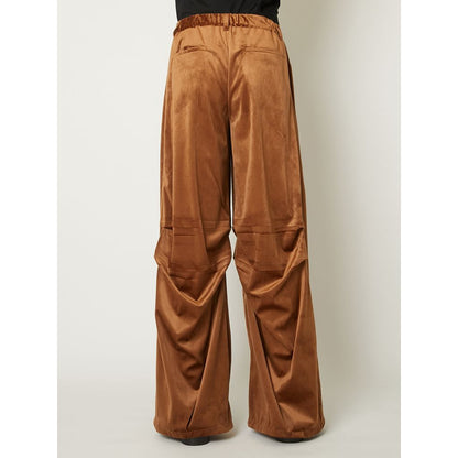 TAAKK DRAPED VELVET TUCK PANTS