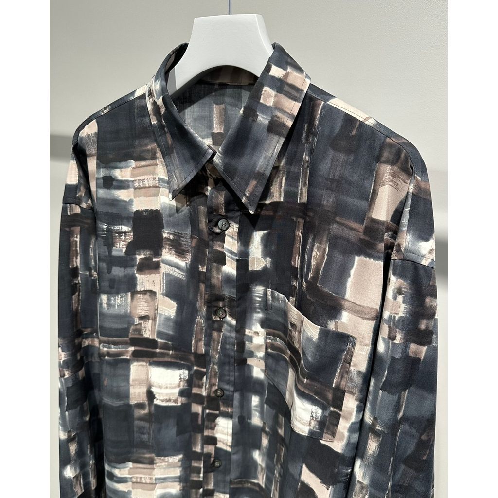 【MADE IN JAPAN】LINEAGE ABSTRACT CHECK SHIRTS（BLACK）