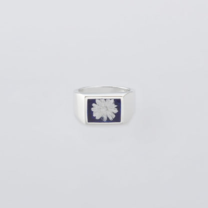 XOLO JEWELRY  Signet Ring w/ Deep Blue Flower
