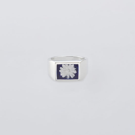 XOLO JEWELRY  Signet Ring w/ Deep Blue Flower
