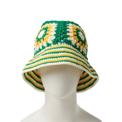NEW ERA クロシェ ニットバケット グリーン/イエロー/ホワイト 14667697