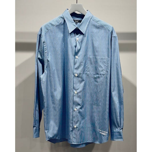 COMME des GARCONS HOMME コットンストライプ LOGO シャツ（BLUEベース)