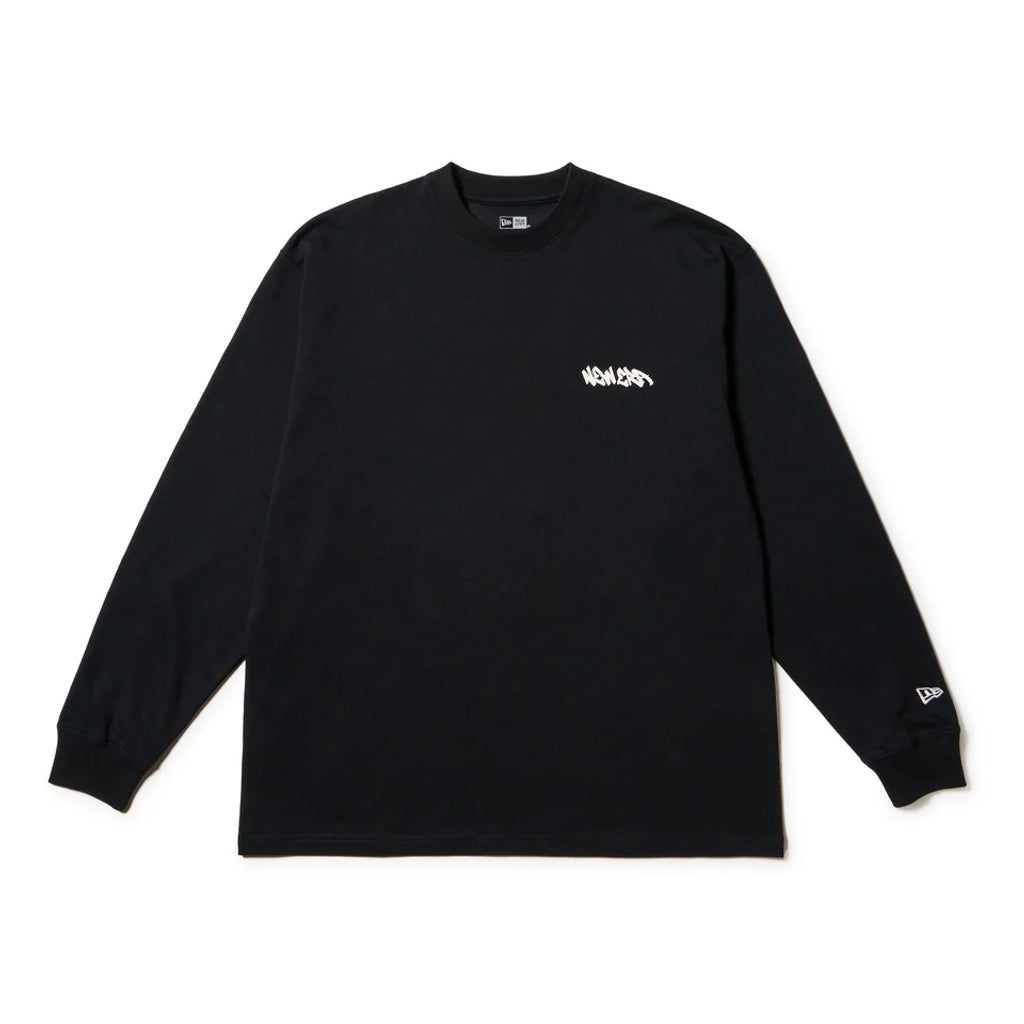 NEW ERA 長袖 オーバーサイズド コットン Tシャツ Tagging ブラック