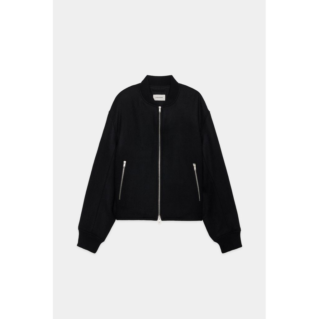 MARKAWARE ORGANIC WOOL DOUBLE CLOTH SHORT BOMBER JACKET