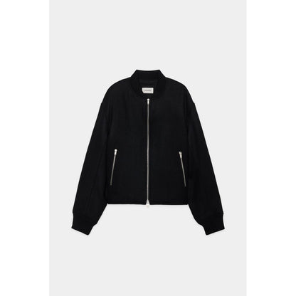MARKAWARE ORGANIC WOOL DOUBLE CLOTH SHORT BOMBER JACKET