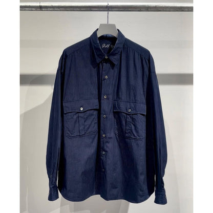 PORTER CLASSIC ROLL UP PIN STRIPE SHIRT（NAVY）