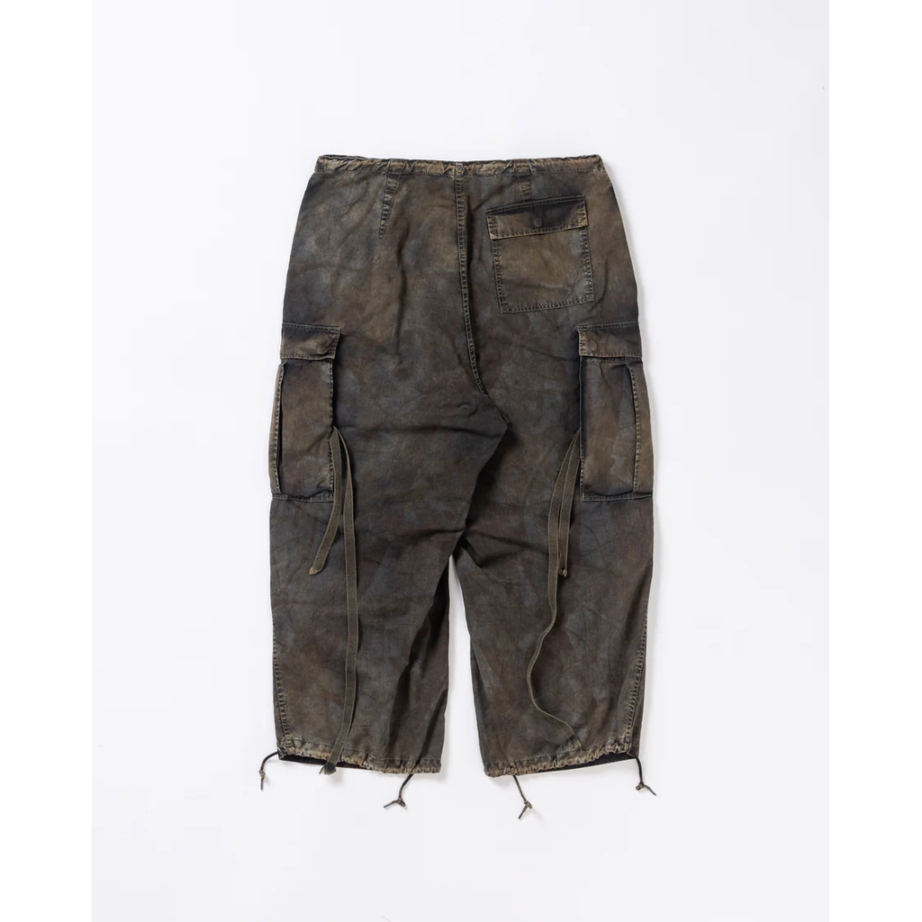 ANACHRONORM  AN372 BLACK CUT-OFF HARD DAMAGED B.D.U CAMO PANTS WOODLAND