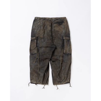 ANACHRONORM  AN372 BLACK CUT-OFF HARD DAMAGED B.D.U CAMO PANTS WOODLAND