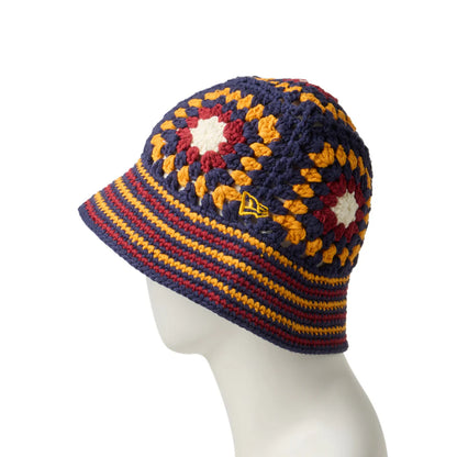 NEW ERA クロシェ ニットバケット ネイビー/イエロー/クローム/レッド  14667696