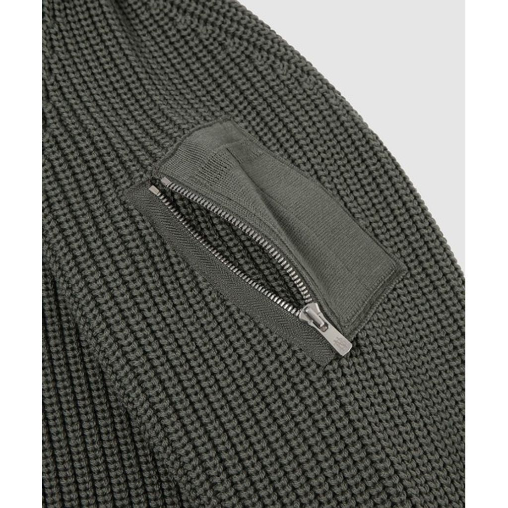 COMME des GARCONS HOMME BATONER W-NAME WOOL KNIT ZIP CARDIGAN（KAHKI）