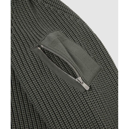 COMME des GARCONS HOMME BATONER W-NAME WOOL KNIT ZIP CARDIGAN（KAHKI）
