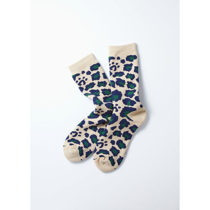 ROTOTO  PILE LEOPARD CREW SOCKS