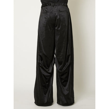 TAAKK DRAPED VELVET TUCK PANTS