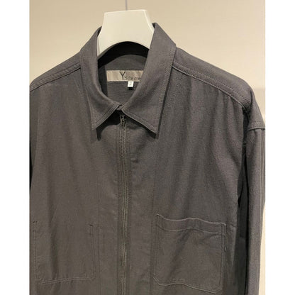 Y's for men COTTON FLANNEL CHAIN STITCH FRONT ZIP SHIRT