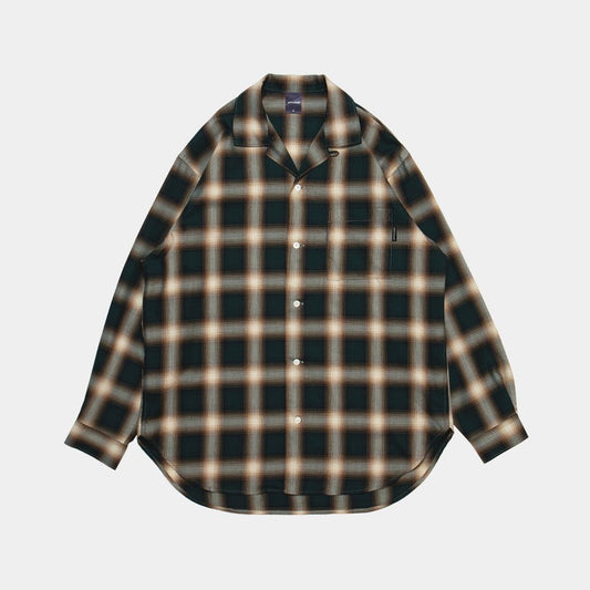 APPLEBUM OMBRE CHECK L/S ALOHA SHIRT [GREEN/BROWN] / 2420204