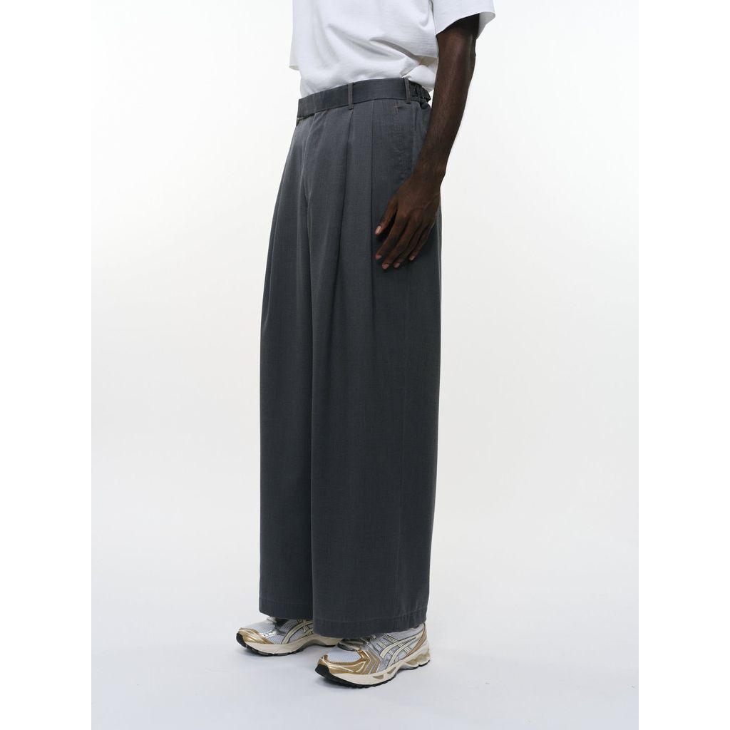 marka Washable 2/72 Wool Gabardine Pigment Print Two Tuck Baggy Trousers