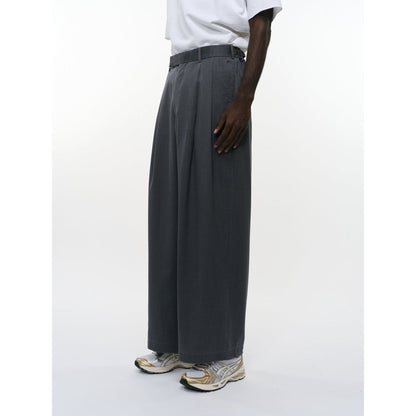 marka Washable 2/72 Wool Gabardine Pigment Print Two Tuck Baggy Trousers