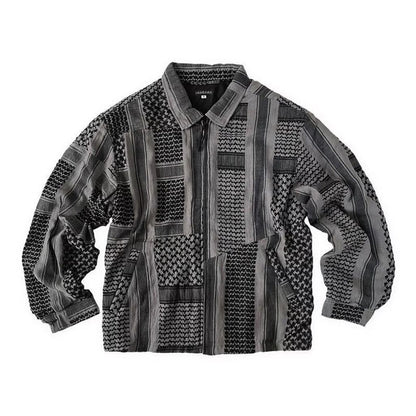 NADA. Shemagh scarf drizzler jacket / Black × Gray