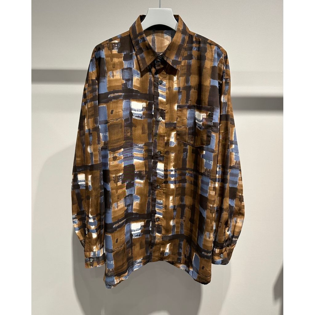 【MADE IN JAPAN】LINEAGE ABSTRACT CHECK SHIRTS（BROWN）