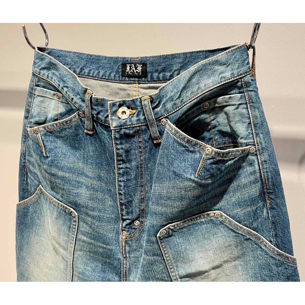 FAF NEWCOMMUNE AGED BAGGY DENIM SHORTS