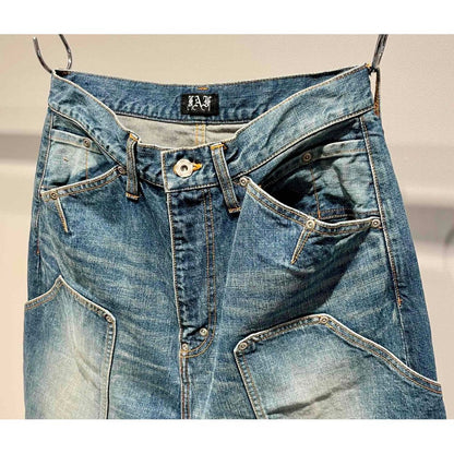 FAF NEWCOMMUNE AGED BAGGY DENIM SHORTS