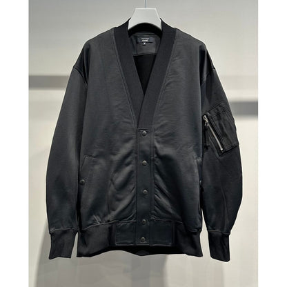 COMME des GARCONS HOMME MA-1 STYLE COTTON NYLON CARDIGAN（BLACK）