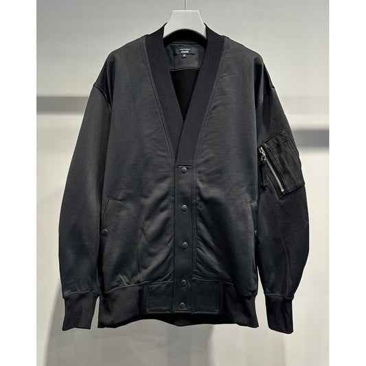 COMME des GARCONS HOMME MA-1 STYLE COTTON NYLON CARDIGAN（BLACK）