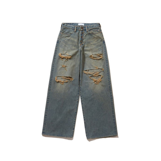 SUGARHILL  DAMAGED MODERN DENIM PANTS WIDE CUT