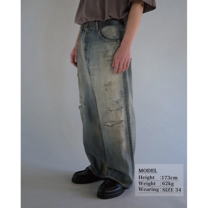 ANACHRONORM REMAKED WIDE 5P DENIM PANTS LIGHT INDIGO