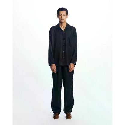 MARKAWARE Hemp Shirting Comfort Fit Open Collar Shirt