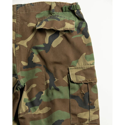 ANACHRONORM  AN372 BLACK CUT-OFF HARD DAMAGED B.D.U CAMO PANTS WOODLAND