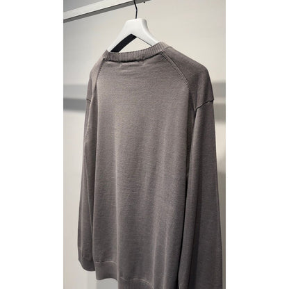 Y's for men INTERSIA LOGO ROUND NECK PULL OVER KNIT（GRAY）