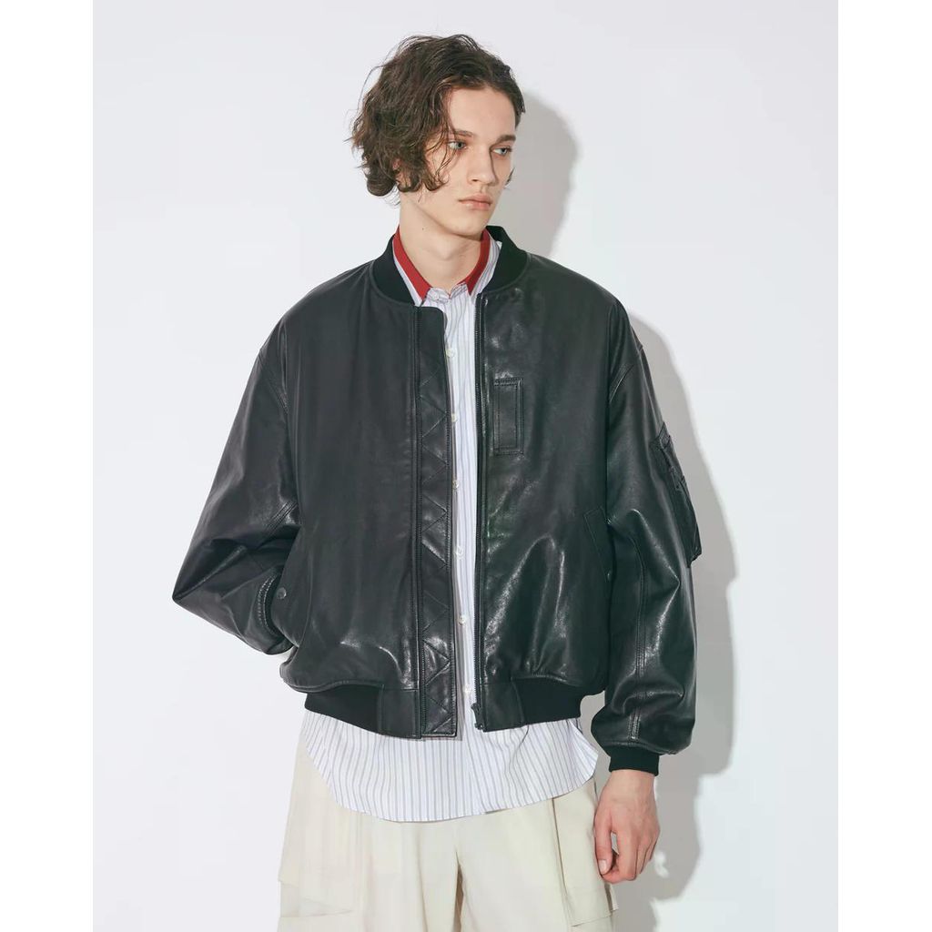 beautiful people light lamb leather fanshape MA-1blouson