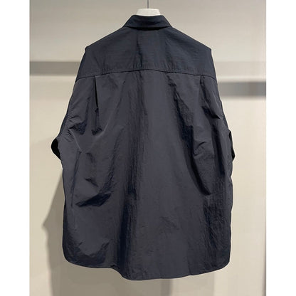 COMME des GARCONS HOMME NYLON TUSSER HALF SLEEVE SHIRT（NAVY）