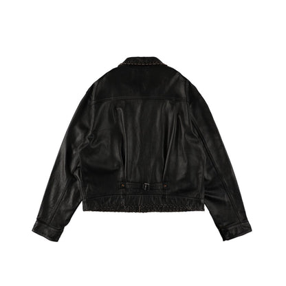 BOW WOW  LACE-UP LEATHER TRUCKER JACKET