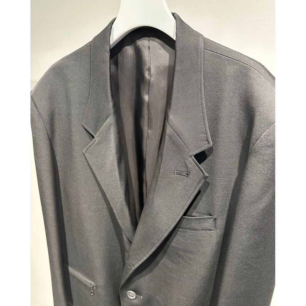 Y's for men WOOL GABARDINE COAT WITH STAND FRONT COLLAR