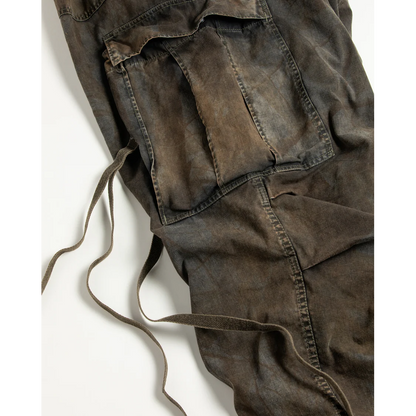 ANACHRONORM  AN372 BLACK CUT-OFF HARD DAMAGED B.D.U CAMO PANTS WOODLAND