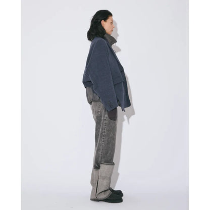 beautiful people selvedge denim flip hem pants blk bleach