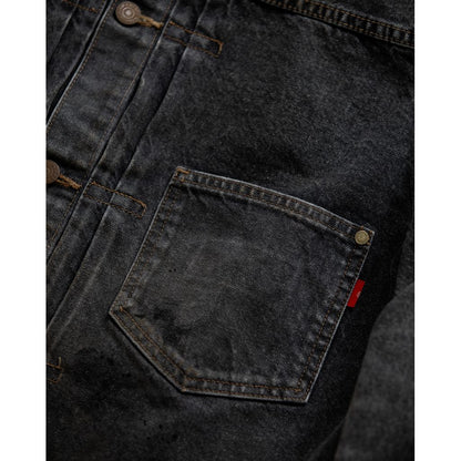 ANACHRONORM FRONT TUCK WASHED BLACK DENIM JACKET